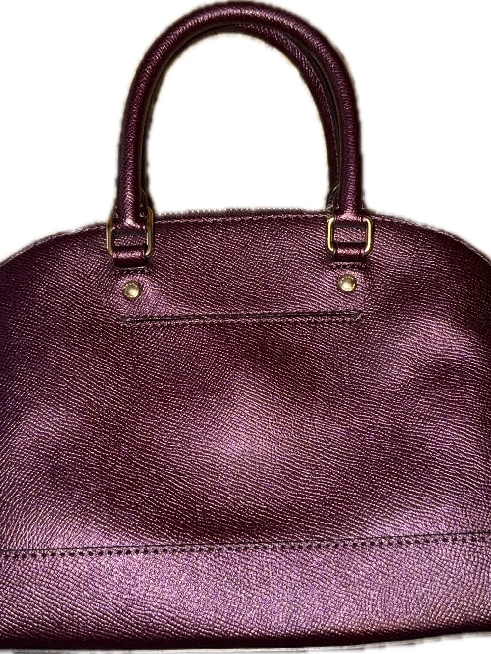 Coach Pebbled Dome Satchel in Plum with Gold Hardware